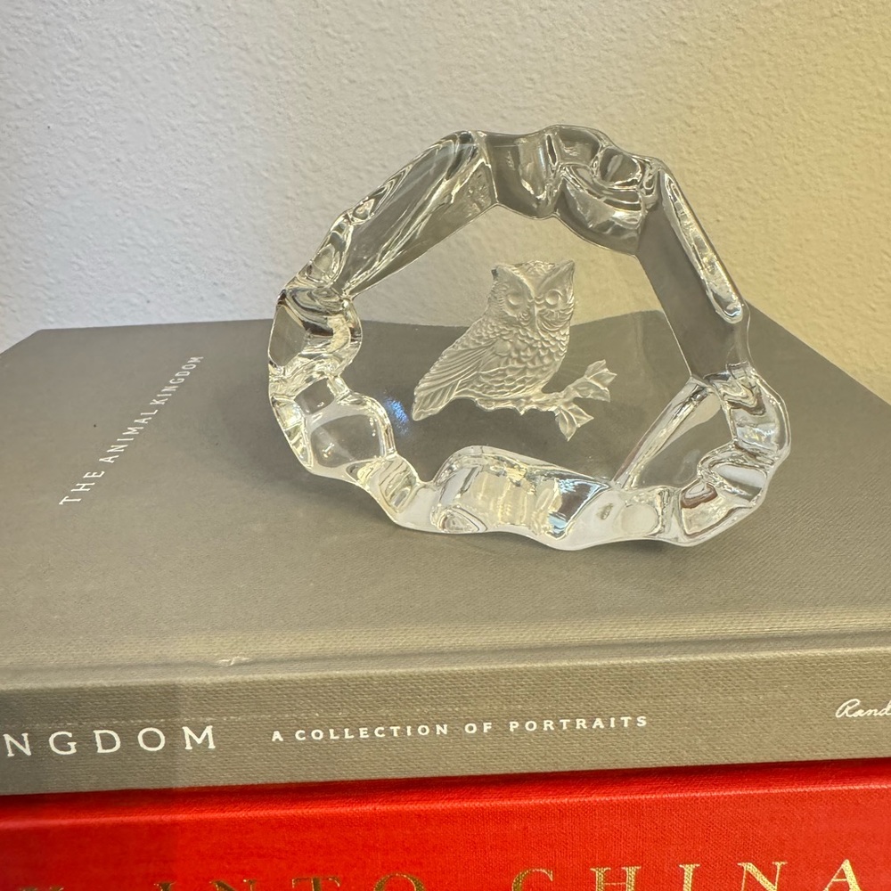 Vintage Hallmark Little Gallery 1978 Full Lead Crystal  Owl Paperweight